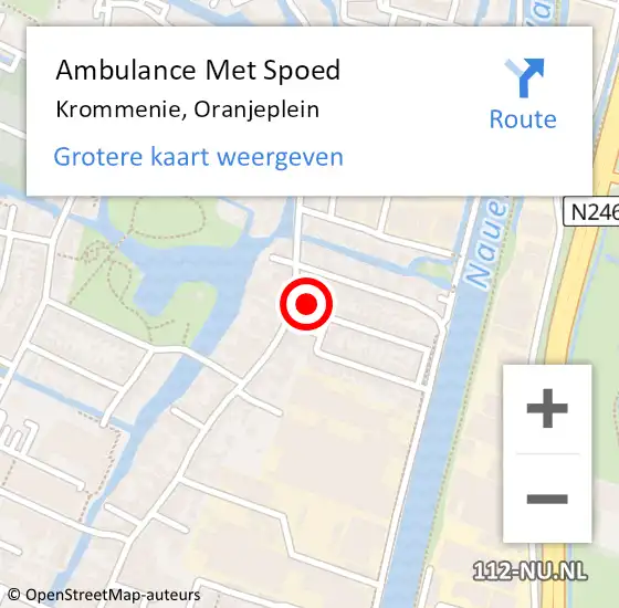 Locatie op kaart van de 112 melding: Ambulance Met Spoed Naar Krommenie, Oranjeplein op 3 januari 2023 13:52
