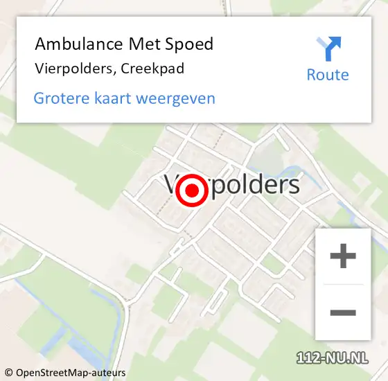 Locatie op kaart van de 112 melding: Ambulance Met Spoed Naar Vierpolders, Creekpad op 3 januari 2023 14:06