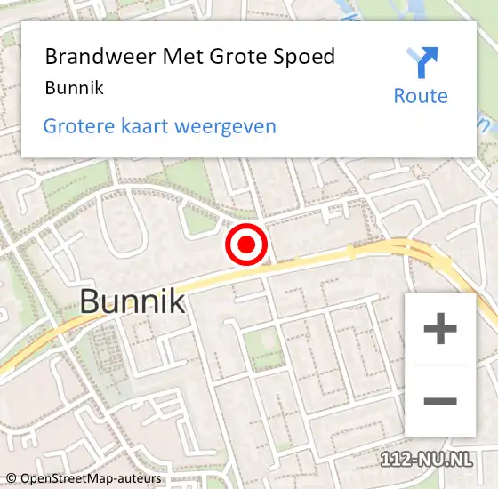 Locatie op kaart van de 112 melding: Brandweer Met Grote Spoed Naar Bunnik op 10 augustus 2014 23:36