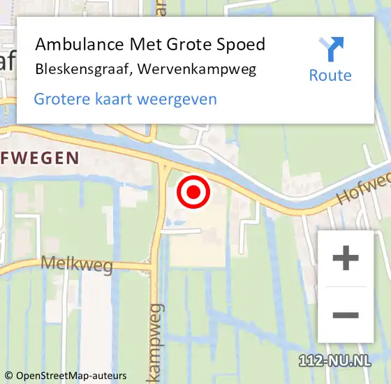 Locatie op kaart van de 112 melding: Ambulance Met Grote Spoed Naar Bleskensgraaf, Wervenkampweg op 3 januari 2023 14:25