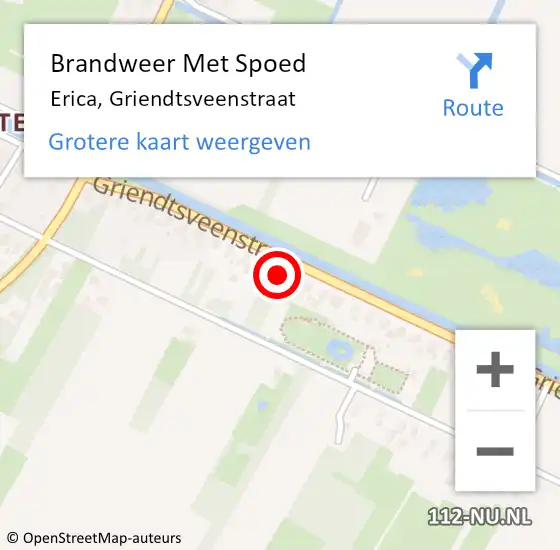 Locatie op kaart van de 112 melding: Brandweer Met Spoed Naar Erica, Griendtsveenstraat op 3 januari 2023 14:27