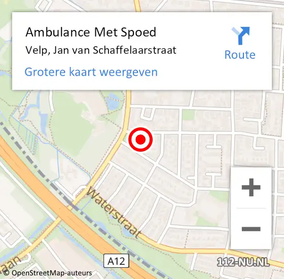 Locatie op kaart van de 112 melding: Ambulance Met Spoed Naar Velp, Jan van Schaffelaarstraat op 3 januari 2023 14:39