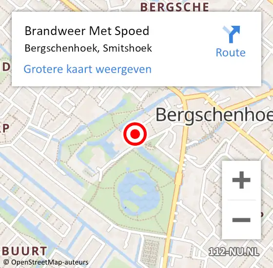 Locatie op kaart van de 112 melding: Brandweer Met Spoed Naar Bergschenhoek, Smitshoek op 3 januari 2023 14:49