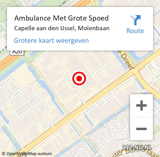 Locatie op kaart van de 112 melding: Ambulance Met Grote Spoed Naar Capelle aan den IJssel, Molenbaan op 3 januari 2023 14:56
