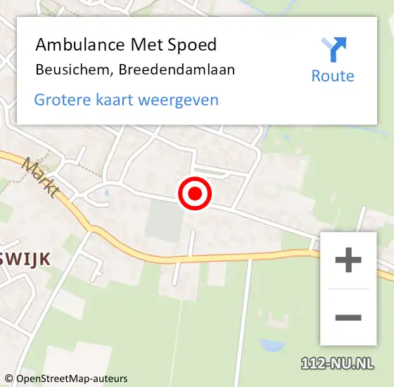 Locatie op kaart van de 112 melding: Ambulance Met Spoed Naar Beusichem, Breedendamlaan op 3 januari 2023 15:15