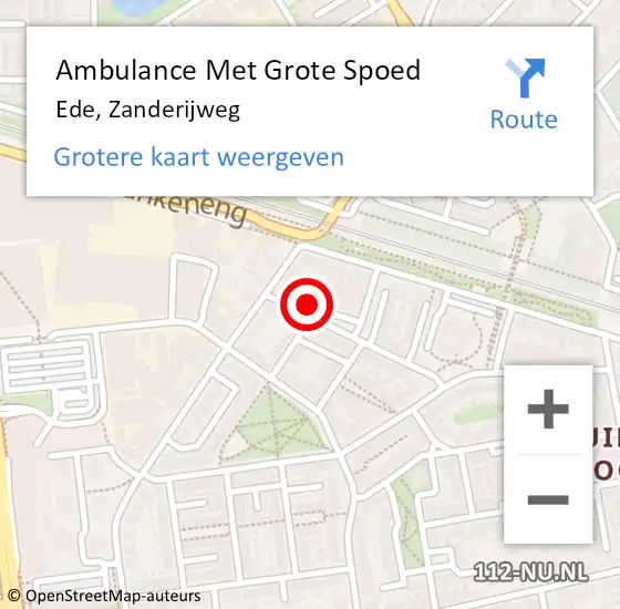 Locatie op kaart van de 112 melding: Ambulance Met Grote Spoed Naar Ede, Zanderijweg op 3 januari 2023 15:18