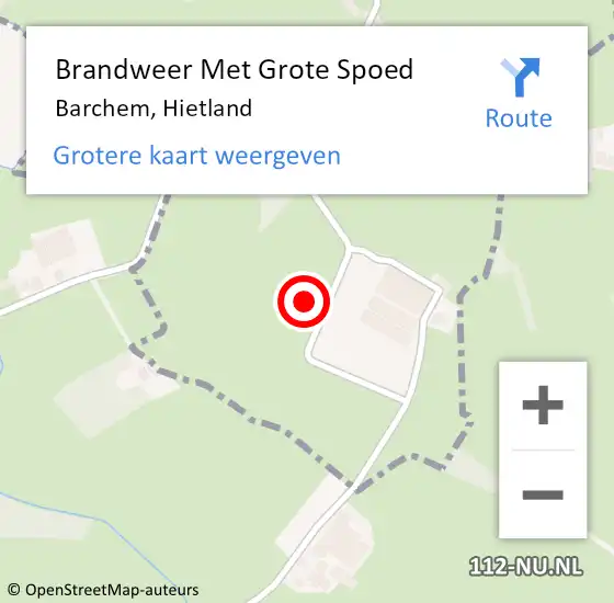 Locatie op kaart van de 112 melding: Brandweer Met Grote Spoed Naar Barchem, Hietland op 3 januari 2023 15:30