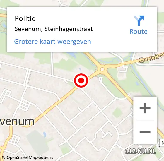 Locatie op kaart van de 112 melding: Politie Sevenum, Steinhagenstraat op 3 januari 2023 15:41