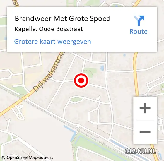 Locatie op kaart van de 112 melding: Brandweer Met Grote Spoed Naar Kapelle, Oude Bosstraat op 3 januari 2023 16:07