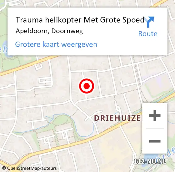 Locatie op kaart van de 112 melding: Trauma helikopter Met Grote Spoed Naar Apeldoorn, Doornweg op 3 januari 2023 16:23