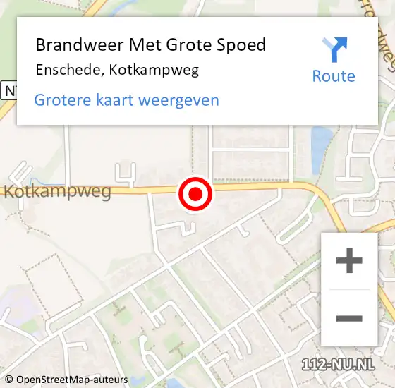 Locatie op kaart van de 112 melding: Brandweer Met Grote Spoed Naar Enschede, Kotkampweg op 3 januari 2023 16:29