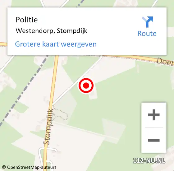 Locatie op kaart van de 112 melding: Politie Westendorp, Stompdijk op 3 januari 2023 17:02
