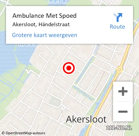 Locatie op kaart van de 112 melding: Ambulance Met Spoed Naar Akersloot, Händelstraat op 3 januari 2023 17:07