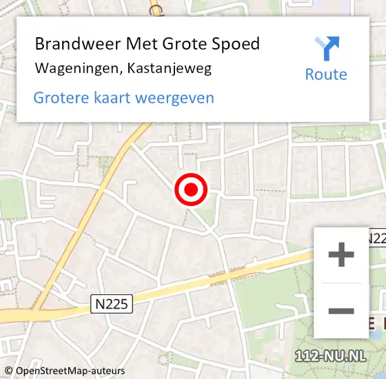 Locatie op kaart van de 112 melding: Brandweer Met Grote Spoed Naar Wageningen, Kastanjeweg op 3 januari 2023 17:44