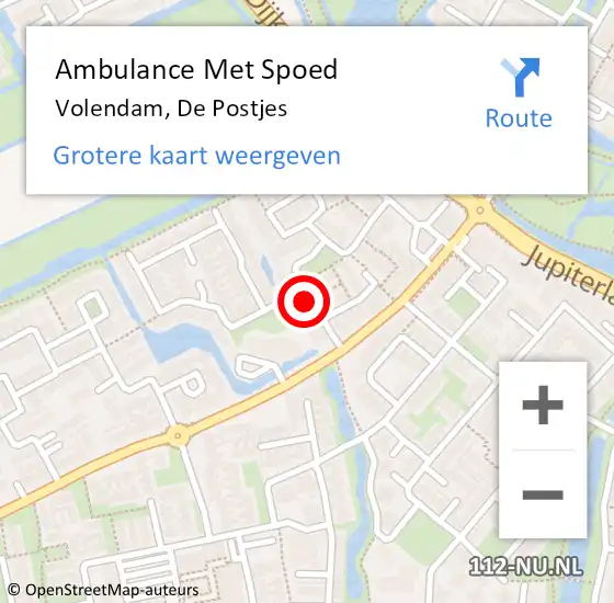 Locatie op kaart van de 112 melding: Ambulance Met Spoed Naar Volendam, De Postjes op 3 januari 2023 17:51