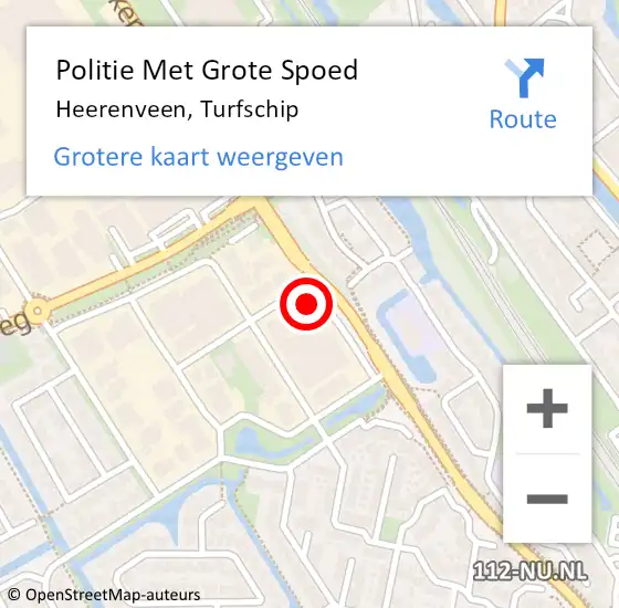 Locatie op kaart van de 112 melding: Politie Met Grote Spoed Naar Heerenveen, Turfschip op 3 januari 2023 18:11