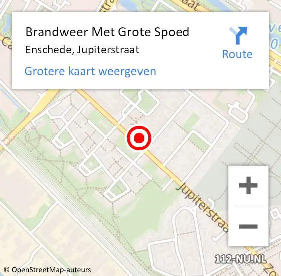Locatie op kaart van de 112 melding: Brandweer Met Grote Spoed Naar Enschede, Jupiterstraat op 3 januari 2023 18:22