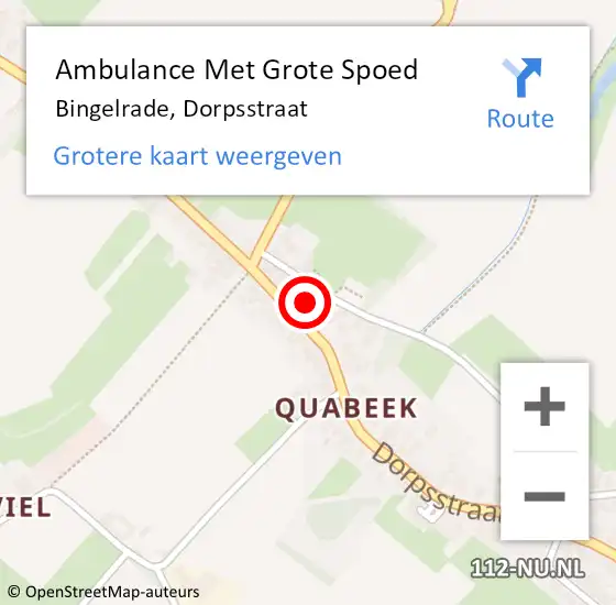 Locatie op kaart van de 112 melding: Ambulance Met Grote Spoed Naar Bingelrade, Dorpsstraat op 11 augustus 2014 00:38