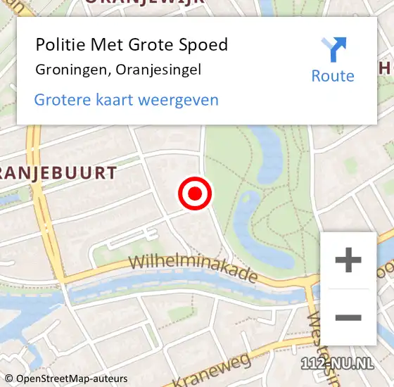 Locatie op kaart van de 112 melding: Politie Met Grote Spoed Naar Groningen, Oranjesingel op 3 januari 2023 18:49