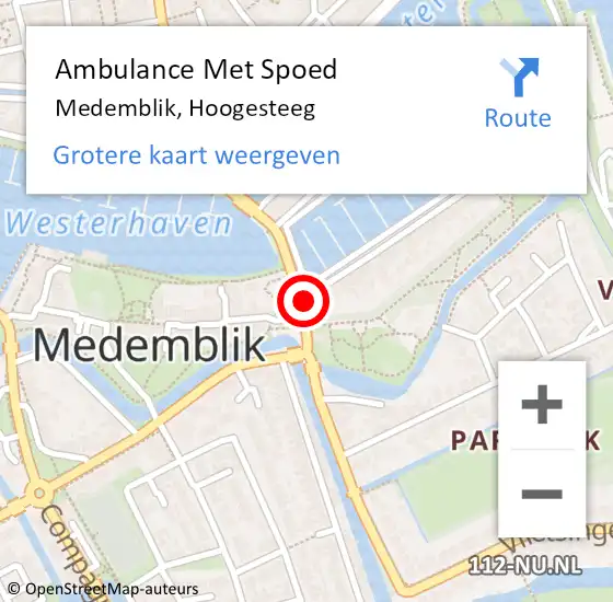 Locatie op kaart van de 112 melding: Ambulance Met Spoed Naar Medemblik, Hoogesteeg op 3 januari 2023 18:57