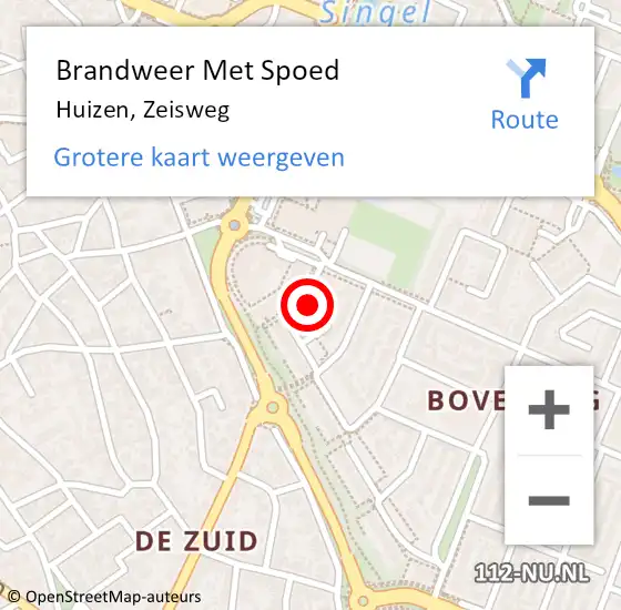 Locatie op kaart van de 112 melding: Brandweer Met Spoed Naar Huizen, Zeisweg op 3 januari 2023 19:03