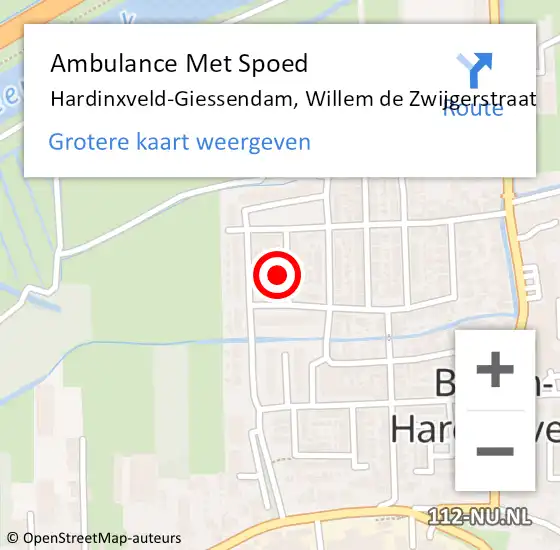 Locatie op kaart van de 112 melding: Ambulance Met Spoed Naar Hardinxveld-Giessendam, Willem de Zwijgerstraat op 3 januari 2023 19:05