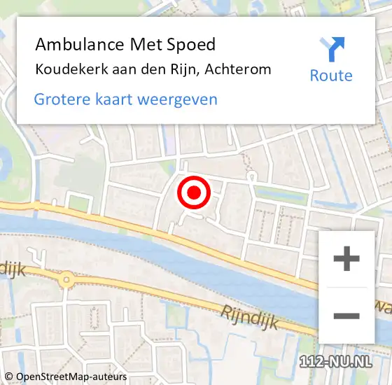 Locatie op kaart van de 112 melding: Ambulance Met Spoed Naar Koudekerk aan den Rijn, Achterom op 3 januari 2023 19:13