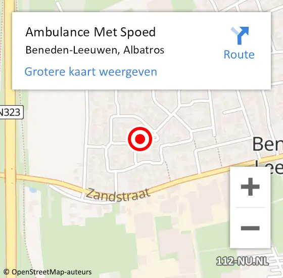 Locatie op kaart van de 112 melding: Ambulance Met Spoed Naar Beneden-Leeuwen, Albatros op 3 januari 2023 19:19