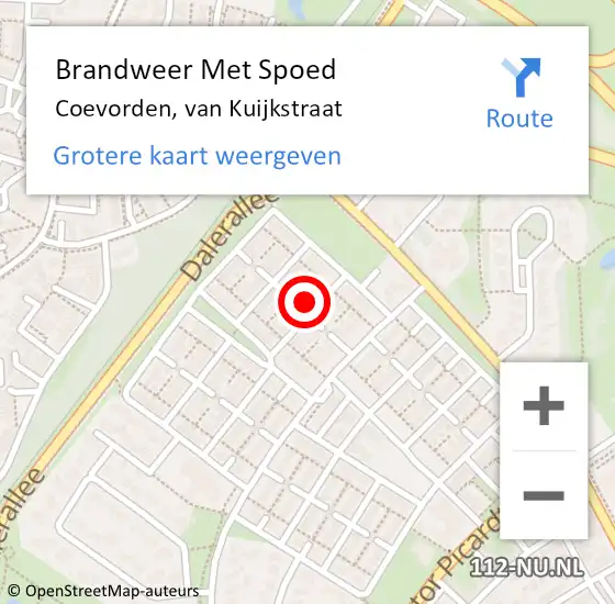 Locatie op kaart van de 112 melding: Brandweer Met Spoed Naar Coevorden, van Kuijkstraat op 3 januari 2023 19:37