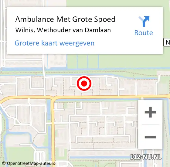 Locatie op kaart van de 112 melding: Ambulance Met Grote Spoed Naar Wilnis, Wethouder van Damlaan op 3 januari 2023 19:58