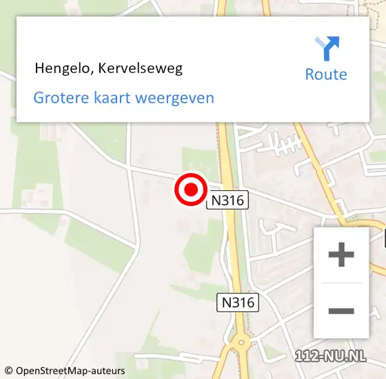 Locatie op kaart van de 112 melding:  Hengelo, Kervelseweg op 3 januari 2023 20:13