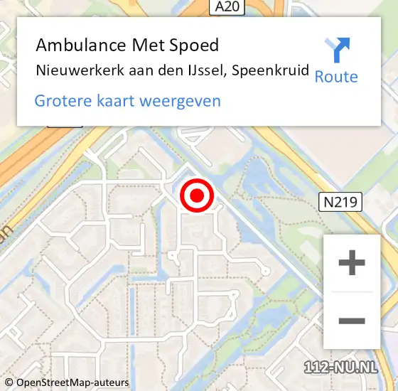 Locatie op kaart van de 112 melding: Ambulance Met Spoed Naar Nieuwerkerk aan den IJssel, Speenkruid op 11 augustus 2014 01:02