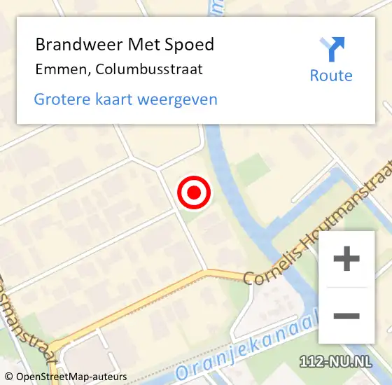 Locatie op kaart van de 112 melding: Brandweer Met Spoed Naar Emmen, Columbusstraat op 3 januari 2023 20:18