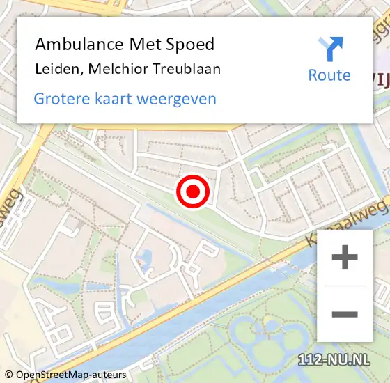 Locatie op kaart van de 112 melding: Ambulance Met Spoed Naar Leiden, Melchior Treublaan op 3 januari 2023 20:20