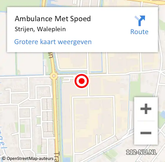 Locatie op kaart van de 112 melding: Ambulance Met Spoed Naar Strijen, Waleplein op 3 januari 2023 20:48