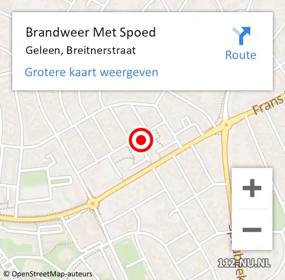 Locatie op kaart van de 112 melding: Brandweer Met Spoed Naar Geleen, Breitnerstraat op 3 januari 2023 21:01