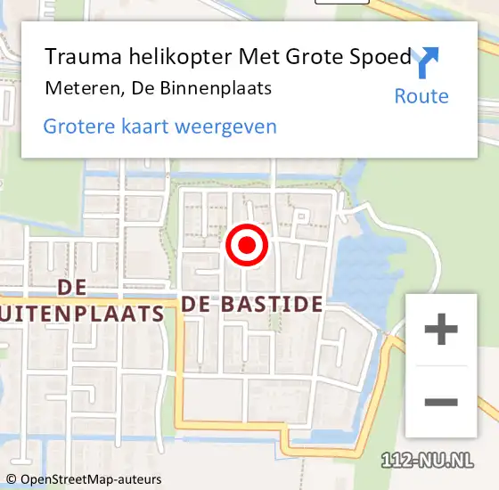 Locatie op kaart van de 112 melding: Trauma helikopter Met Grote Spoed Naar Meteren, De Binnenplaats op 3 januari 2023 21:20