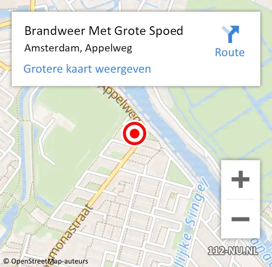Locatie op kaart van de 112 melding: Brandweer Met Grote Spoed Naar Amsterdam, Appelweg op 3 januari 2023 21:21