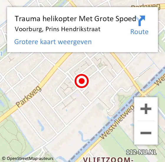 Locatie op kaart van de 112 melding: Trauma helikopter Met Grote Spoed Naar Voorburg, Prins Hendrikstraat op 3 januari 2023 21:33