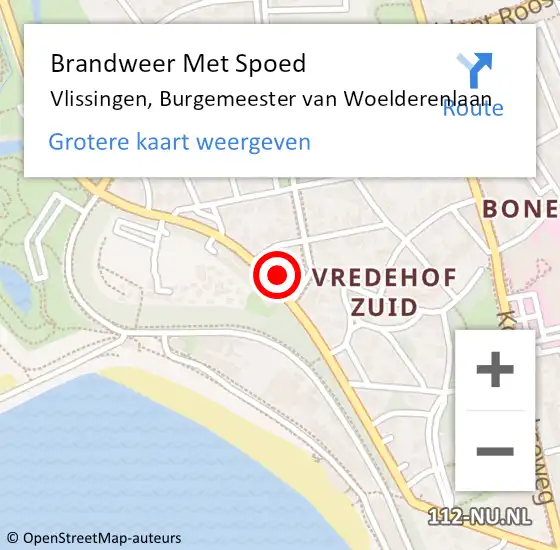 Locatie op kaart van de 112 melding: Brandweer Met Spoed Naar Vlissingen, Burgemeester van Woelderenlaan op 3 januari 2023 21:38