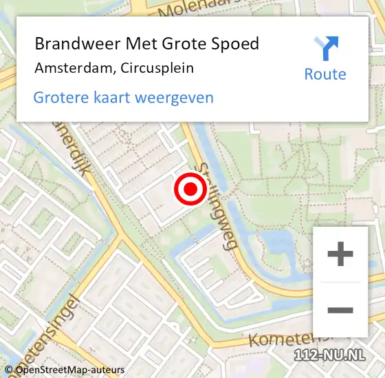 Locatie op kaart van de 112 melding: Brandweer Met Grote Spoed Naar Amsterdam, Circusplein op 3 januari 2023 21:52