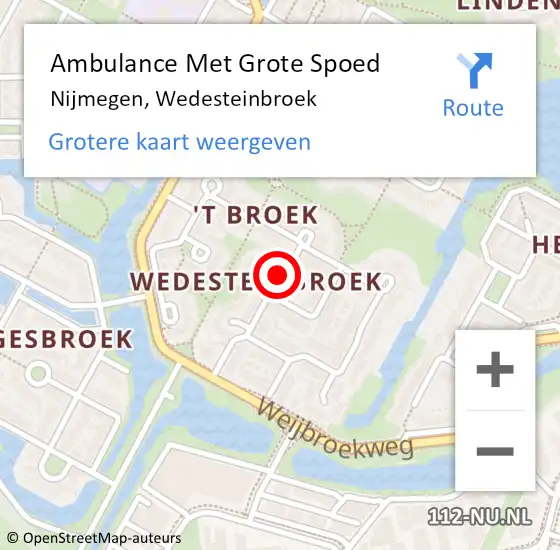 Locatie op kaart van de 112 melding: Ambulance Met Grote Spoed Naar Nijmegen, Wedesteinbroek op 3 januari 2023 22:22