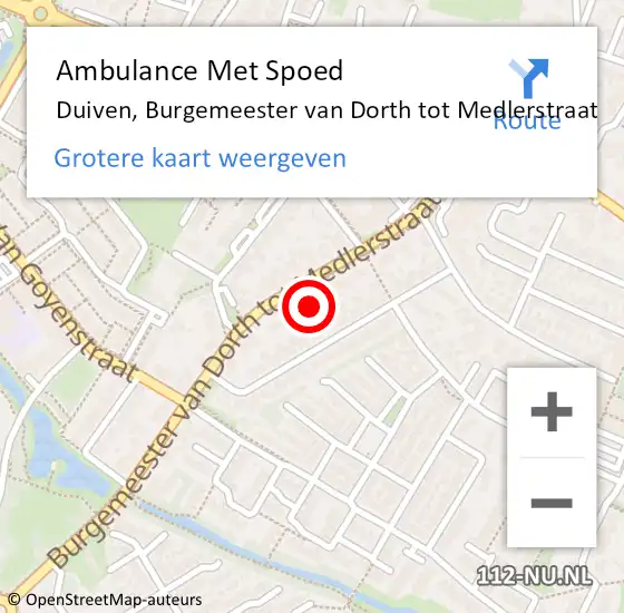 Locatie op kaart van de 112 melding: Ambulance Met Spoed Naar Duiven, Burgemeester van Dorth tot Medlerstraat op 3 januari 2023 22:37