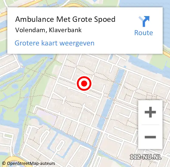 Locatie op kaart van de 112 melding: Ambulance Met Grote Spoed Naar Volendam, Klaverbank op 3 januari 2023 23:02