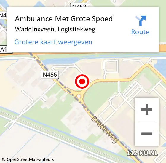 Locatie op kaart van de 112 melding: Ambulance Met Grote Spoed Naar Waddinxveen, Logistiekweg op 3 januari 2023 23:02