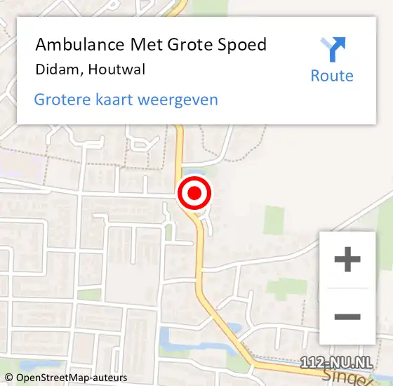 Locatie op kaart van de 112 melding: Ambulance Met Grote Spoed Naar Didam, Houtwal op 3 januari 2023 23:06