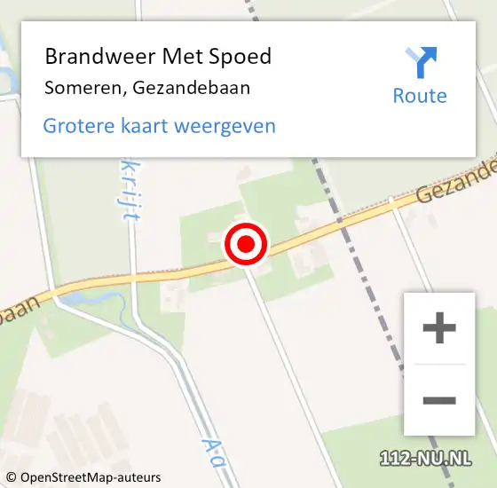 Locatie op kaart van de 112 melding: Brandweer Met Spoed Naar Someren, Gezandebaan op 4 januari 2023 00:14