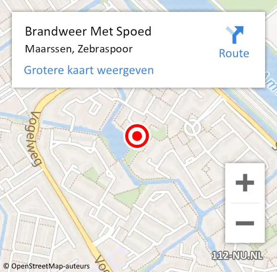 Locatie op kaart van de 112 melding: Brandweer Met Spoed Naar Maarssen, Zebraspoor op 4 januari 2023 00:18