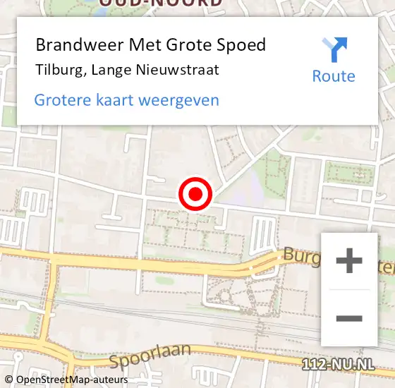 Locatie op kaart van de 112 melding: Brandweer Met Grote Spoed Naar Tilburg, Lange Nieuwstraat op 4 januari 2023 00:28