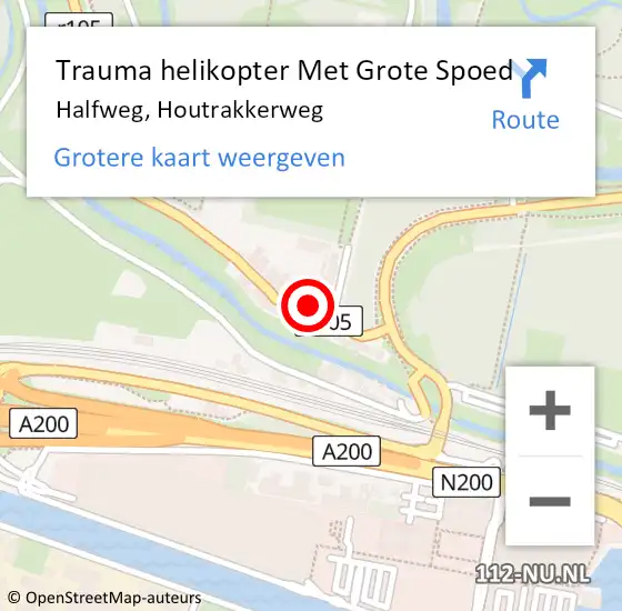 Locatie op kaart van de 112 melding: Trauma helikopter Met Grote Spoed Naar Halfweg, Houtrakkerweg op 4 januari 2023 00:38